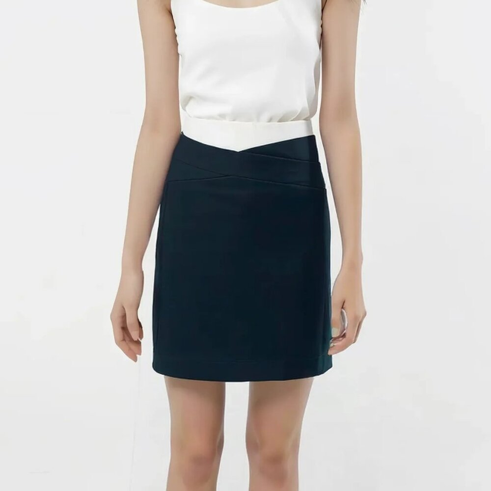 Banana Republic Black Minimalist Classic Career Work Pencil Dress Mini Skirt M 6